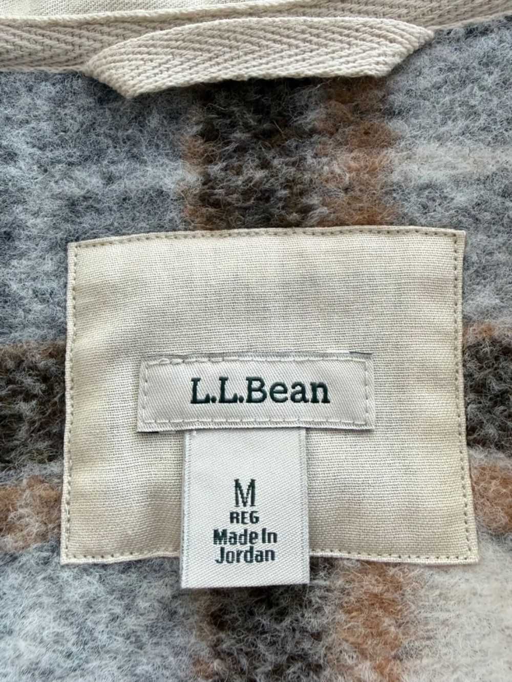 L.L. BEAN Women’s Medium Brushed Plaid Shacket in Cream, Gray & Brown - Picture 3 of 8